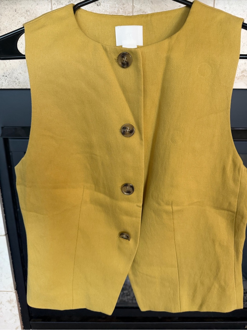 H&M Sleeveless Tailored Vest in Mustard Yellow